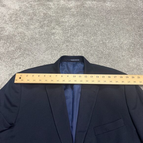 Canda Regular Fit Suit Blazer Jacket Mens 46 Short Navy Blue Pinstriped Workwear - Picture 11 of 13